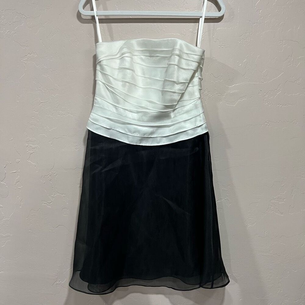 Strapless black and white cocktail dress from WHBM